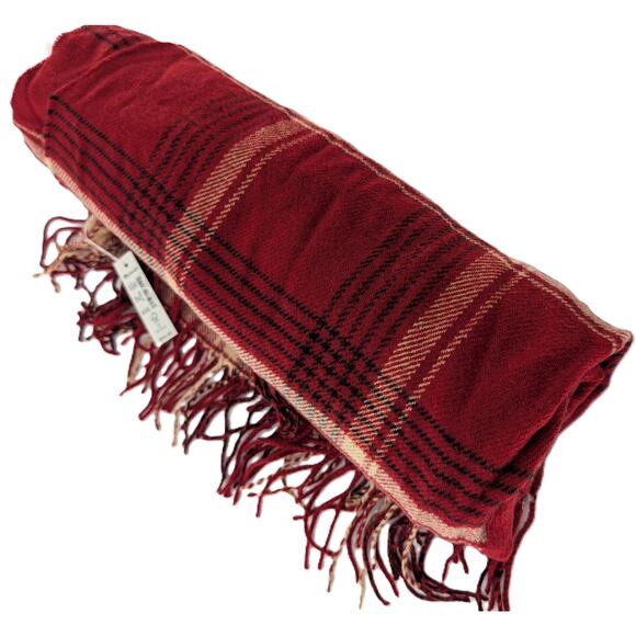 Madewell Red Tartan Plaid Cape Scarf Shawl Ruana - Picture 4 of 12